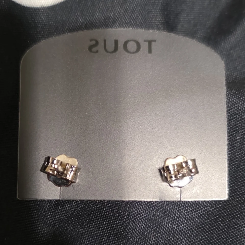 Tous 750 White Gold Stud Earrings Bubble Bear Design Authentic - Picture 2 of 2